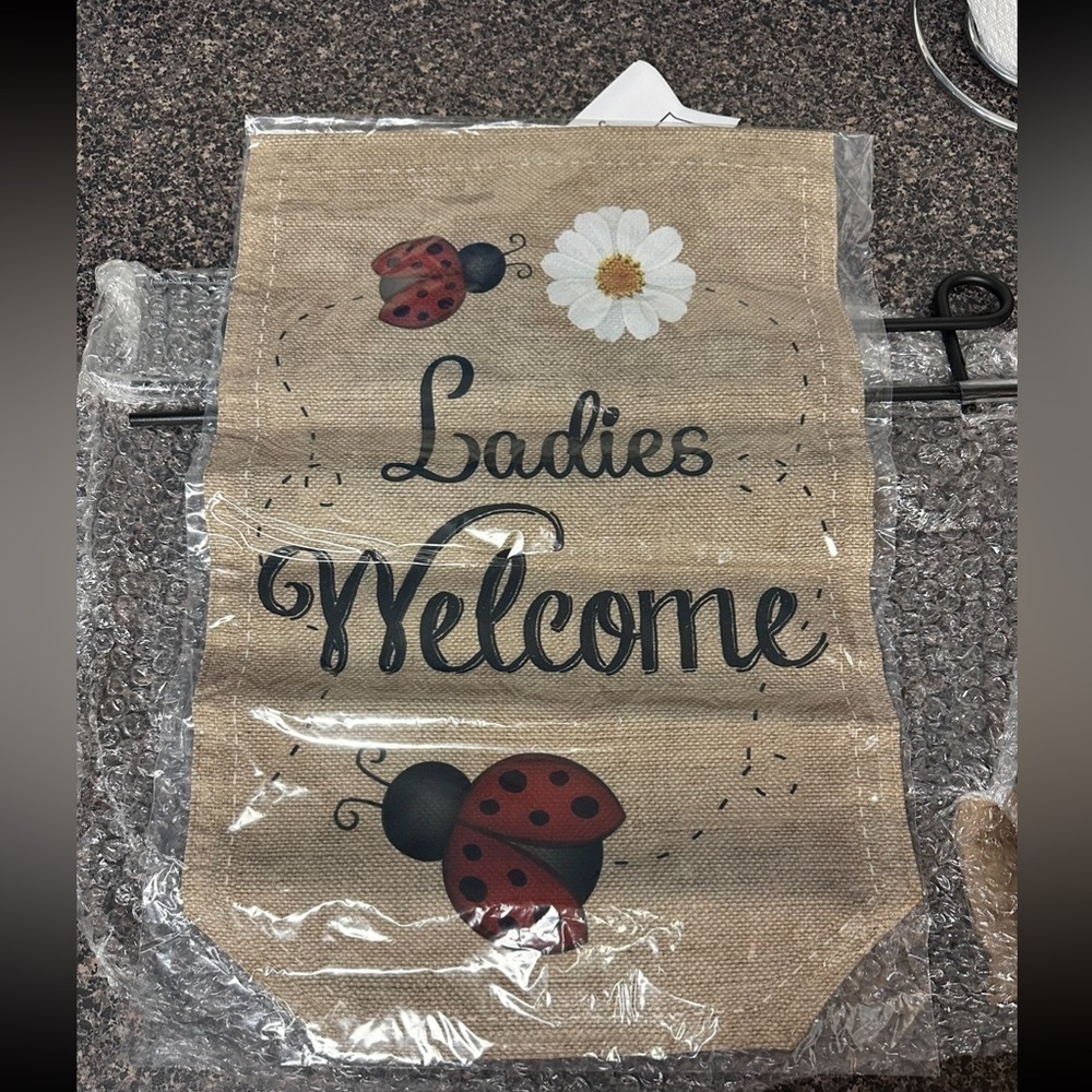 Lady Bug Garden Flag and Holder